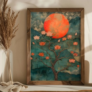 Tablou decorativ Re-Bloom, model copac, MDF/lemn masiv, multicolor, 35 x 47 x 3,5 cm - Img 3