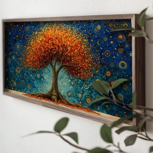 Tablou decorativ Re-Bloom, model copac, MDF/lemn masiv, multicolor, 60 x 120 x 3,5 cm - Img 2