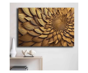 Tablou decorativ Re-Bloom, model floare, lemn/panza, galben, 70 x 100 cm - Img 3