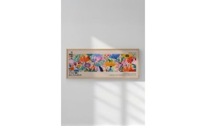 Tablou decorativ Re-Bloom, model floral, lemn masiv/MDF, multicolor, 33 x 70 cm