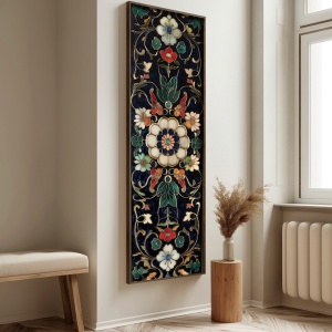 Tablou decorativ Re-Bloom, model floral, MDF/lemn masiv, multicolor, 40 x 120 x 3,5 cm - Img 2