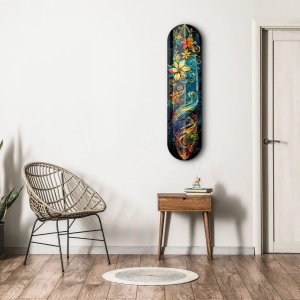 Tablou decorativ Re-Bloom, model floral, sticla securizata, multicolor, 20 x 80 cm - Img 3