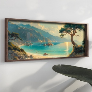 Tablou decorativ Re-Bloom, model peisaj, lemn masiv/MDF, multicolor, 40 x 120 x 3,5 cm - Img 2
