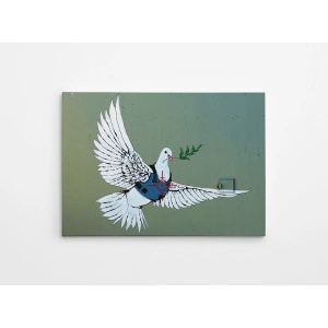 Tablou decorativ Re-Bloom, model porumbel, panza/lemn, multicolor, 70 x 100 cm