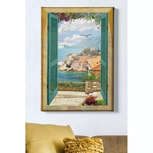 Tablou decorativ Re-Bloom, panza/lemn, multicolor, 50 x 70 cm - Img 2