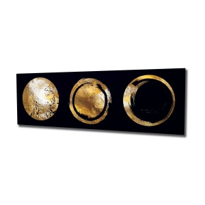 Tablou decorativ Re-Bloom, panza/lemn, negru/auriu, 30 x 80 cm - Img 1