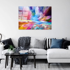 Tablou decorativ Re-Bloom, sticla temperata, multicolor, 70 x 100 cm - Img 4