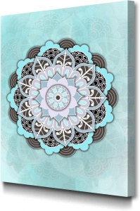 Tablou imprimat MANDALA, panza/lemn, albastru, 60 x 80 cm