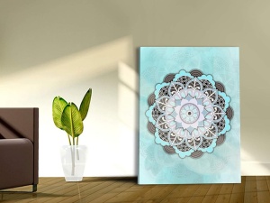 Tablou imprimat MANDALA, panza/lemn, albastru, 60 x 80 cm - Img 4