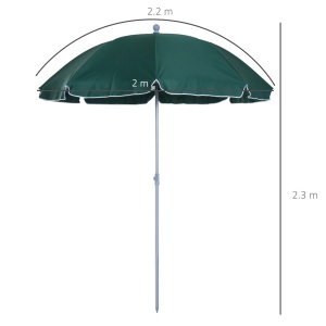 Umbrela de gradina cu acoperis inclinabil, metal/poliester, Φ220x230cm, Verde inchis - Verificat A · Re-Bloom - Img 3