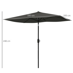 Umbrela gradina dreptunghiulara inclinabila, aluminiu, 2x3m, manivela, Gri inchis - Verificat A · Re-Bloom - Img 3