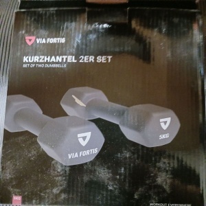 VIA FORTIS set 2 gantere fixe 2x5 kg, fonta cu invelis neopren, antiderapante, pentru toate nivelele, albastru - Verificat A · Re-Bloom - Img 4