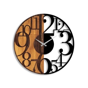 Wallxpert ceas de perete decorativ, lemn 100% 3cm/metal, 56x3x56 cm, nuc/negru - Verificat A · Re-Bloom