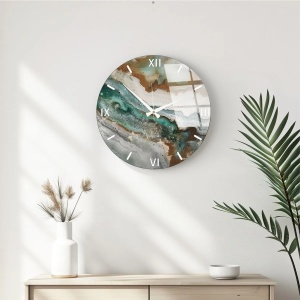 Wallxpert ceas de perete decorativ, sticla 100% 4mm, diametru 40 cm, multicolor - Verificat A · Re-Bloom - Img 2
