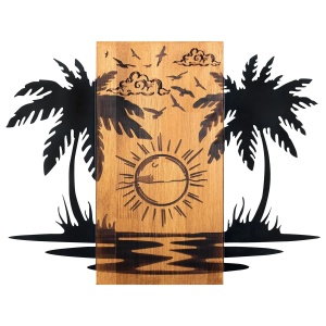 Wallxpert decor de perete metal/lemn, 74x57.5 cm, metal 1.2mm + cadru lemn 3cm, negru/nuc - Verificat A · Re-Bloom