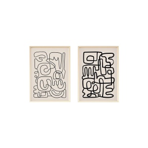 Wallxpert set 2 tablouri decorative cu rama, 2x50x70 cm, MDF 3mm, cadru lemn masiv 2.5 cm, multicolor - Verificat A · Re-Bloom
