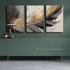 Wallxpert set 3 tablouri decorative canvas, 3x45x70 cm, dimensiune totala 145x70 cm, panza 100% 2.8mm, rama lemn pin 100%, multicolor - Verificat A · Re-Bloom - Img 4