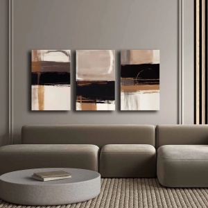 Wallxpert set 3 tablouri decorative canvas triptic, 3x45x70 cm, dimensiune totala 145x70 cm, panza 100% 2.8mm, cadru lemn pin 100%, multicolor - Verificat A · Re-Bloom - Img 4
