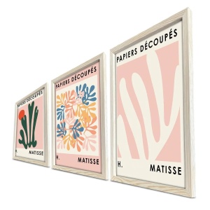 Wallxpert set 3 tablouri decorative cu rama, 3x38x53 cm, MDF 2.7mm, cadru lemn 22mm, multicolor - Verificat A · Re-Bloom