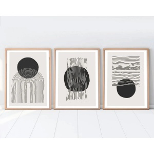 Wallxpert set 3 tablouri decorative cu rama, 3x50x70 cm, MDF 3mm, cadru lemn solid 2.5 cm, multicolor - Verificat A · Re-Bloom - Img 1