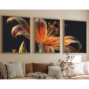 Wallxpert set 3 tablouri decorative inramate, 3x35x50 cm, MDF 3mm, cadru lemn masiv 2.5 cm, multicolor - Verificat A · Re-Bloom - Img 3