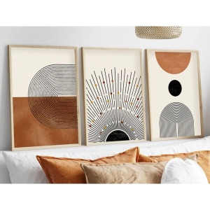 Wallxpert set 3 tablouri decorative inramate MDF/lemn solid 50x70 cm, MDF 3mm, cadru lemn 2.5 cm, multicolor - Verificat A · Re-Bloom