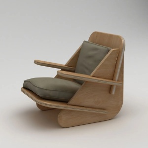 Woody Fashion fotoliu Wing Chair 722, lemn de mesteacan, max 180kg, 55x60x55cm, Khaki - Verificat A · Re-Bloom - Img 5