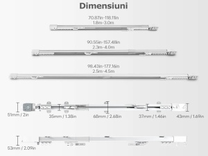 Set complet sina draperii inteligente smart extensibila 2.5-4.5m Silent Track, draperii electrice, motor inteligent smart MP82 WiFi, control din app mobila Tuya, draperie electrica, control telecomanda BT, RAEX25-45-2 - Img 3
