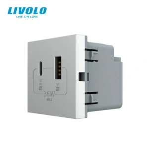 Modul priza dubla USB tip A + USB tip C, 36W, 2M, Livolo - Img 4