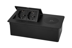 Carcasa prize incorporabile birou, 4M, suport incarcare wireless, Neagra, DS-04-1-A-WC-B