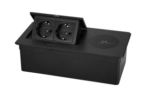 Carcasa prize incorporabile birou, 4M, suport incarcare wireless, Neagra, DS-04-1-A-WC-B