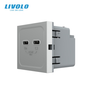 Modul priza dubla 2 x USB tip C, 2M, 65W, Livolo - Img 4