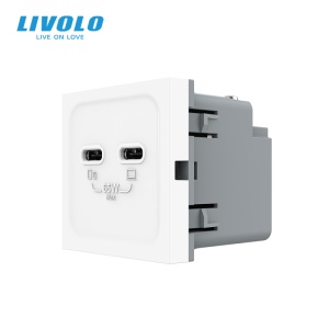 Modul priza dubla 2 x USB tip C, 2M, 65W, Livolo
