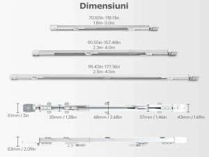Set complet sina draperii inteligente smart extensibila 1.8-3m Silent Track, draperii electrice, motor inteligent smart MP82 WiFi, draperie electrica, control din app mobila Tuya, control telecomanda BT, RAEX18-3 - Img 3