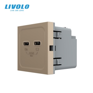 Modul priza dubla 2 x USB tip C, 2M, 65W, Livolo - Img 5