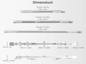 Set complet sina draperii inteligente smart extensibila 2.5-4.5m Silent Track cu acumulator, sina motorizata, draperii electrice, motor inteligent smart WiFi, draperie electrica, control din app mobila Tuya, control telecomanda, RAEX25-45B - Img 4