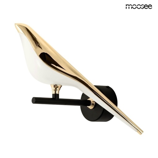 APLICA BIRD GOLD, CONFECTIONATA DIN ACRIL SI METAL, AURIU/ALB, STIL MODERN