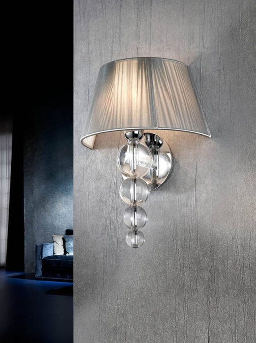 APLICA MERCURY, 39 CM, CROM/TRANSPARENT, DIN METAL, ACRIL SI TEXTIL, STIL MODERN