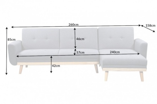 COLTAR 260CM, SKAGEN, COD 40434, TAPITERIE GRI, DESIGN SCANDINAV