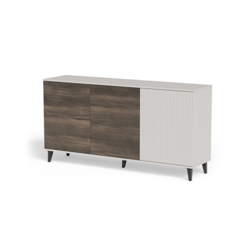COMODA RANDOM 2 KM-1, 160X82 CM, CASMIR/NUC/NEGRU, DIN MDF FURNIRUIT, POLIPROPILENA SI METAL, STIL MODERN