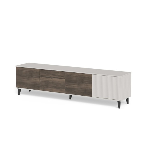 COMODA TV RANDOM 2 RTV-3, 200X52 CM, CASMIR/NUC/NEGRU, DIN MDF FURNIRUIT, POLIPROPILENA SI METAL, STIL MODERN