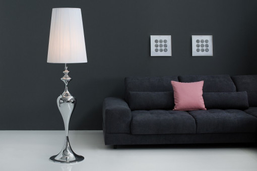 LAMPADAR 160CM, LUCIE, ALB/ARGINTIU, STIL CLASIC