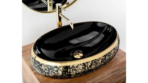 LAVOAR REA MERYL, NEGRU/AURIU, 60 CM, DIN CERAMICA, CALITATE SUPERIOARA