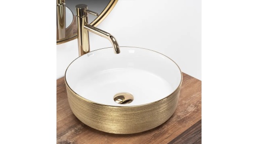 LAVOAR REA SAMI, 36 CM, ALB/AURIU PERIAT, DIN CERAMICA, CALITATE SUPERIOARA