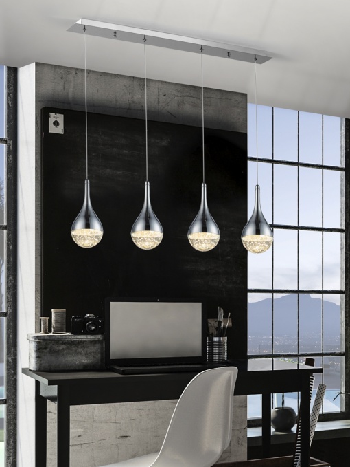 LUSTRA/PLAFONIERA ELIE, 70 CM, CROM/TRANSPARENT, DIN METAL SI STICLA, STIL MODERN