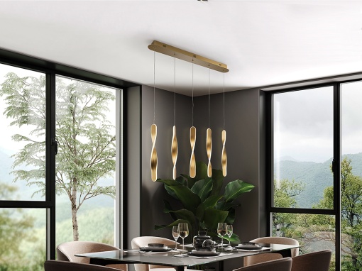 LUSTRA/PLAFONIERA TWIST, 77 CM, AURIU PERIAT/OPAL, DIN METAL, ALUMINIU SI ACRIL, STIL MODERN