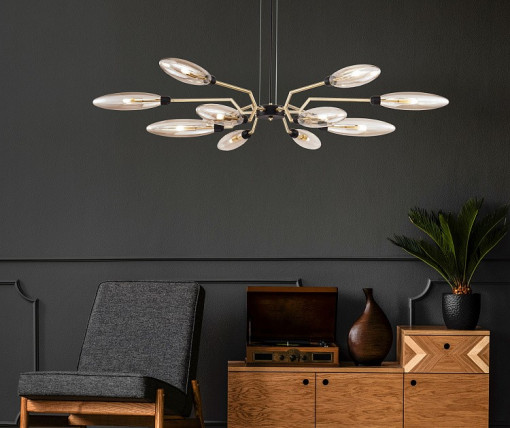 LUSTRA VENTURA MOD012CL-12G, DIN METAL SI STICLA, STIL MODERN, MAYTONI