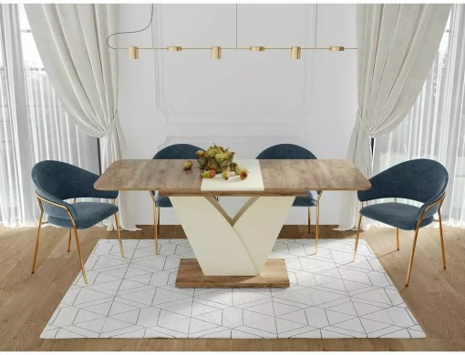 MASA DINING EXTENSIBILA VIDAR, 140/180 CM, STEJAR CRAFT/CREM, DIN PAL LAMINAT, STIL MODERN