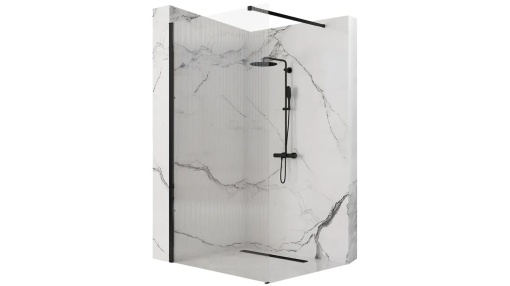 PARAVAN DE DUS REA AERO INTIMO WALK IN, 100CM, NEGRU MAT, DIN STICLA, CALITATE SUPERIOARA