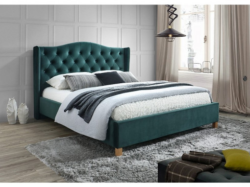 PAT DUBLU, ASPEN 160CM, VERDE TAPITAT IN CATIFEA STIL SCANDINAV, SIGNAL